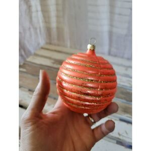Orange glitter Germany Glass ball ornament Xmas tree